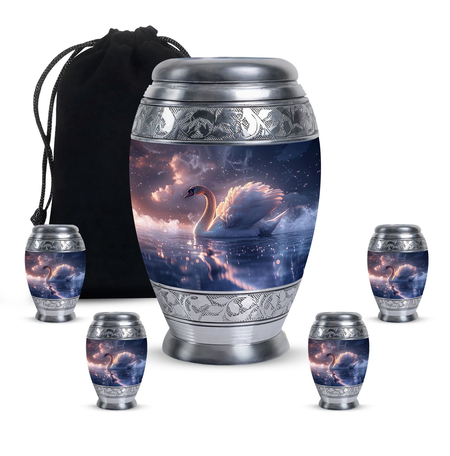Personalized Swan Cremation Urn for Human Ashes - 10-inch, 200 cu in - Yatskia