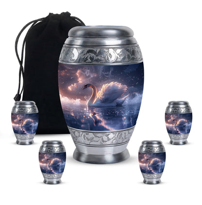 Personalized Swan Cremation Urn for Human Ashes - 10-inch, 200 cu in - Yatskia