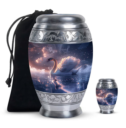 Personalized Swan Cremation Urn for Human Ashes - 10-inch, 200 cu in - Yatskia