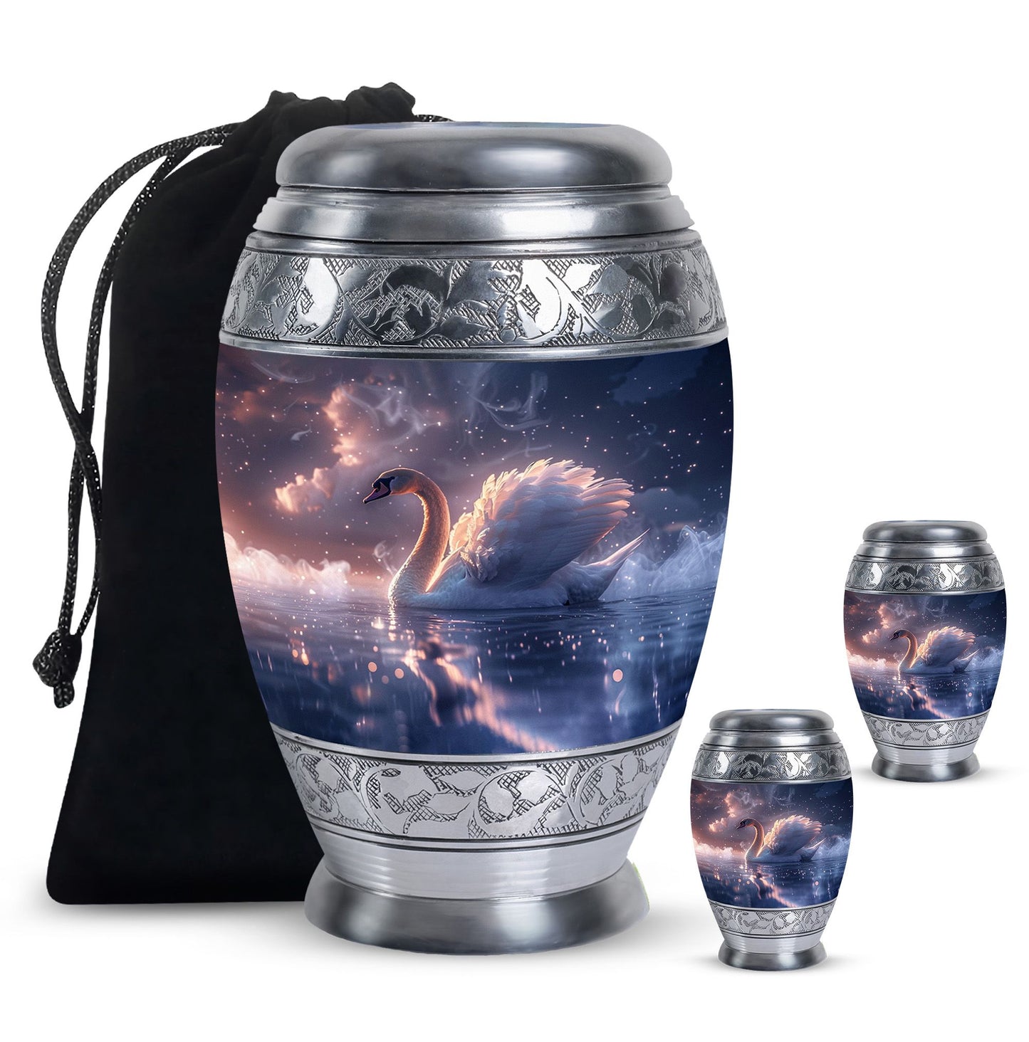 Personalized Swan Cremation Urn for Human Ashes - 10-inch, 200 cu in - Yatskia