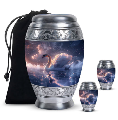 Personalized Swan Cremation Urn for Human Ashes - 10-inch, 200 cu in - Yatskia