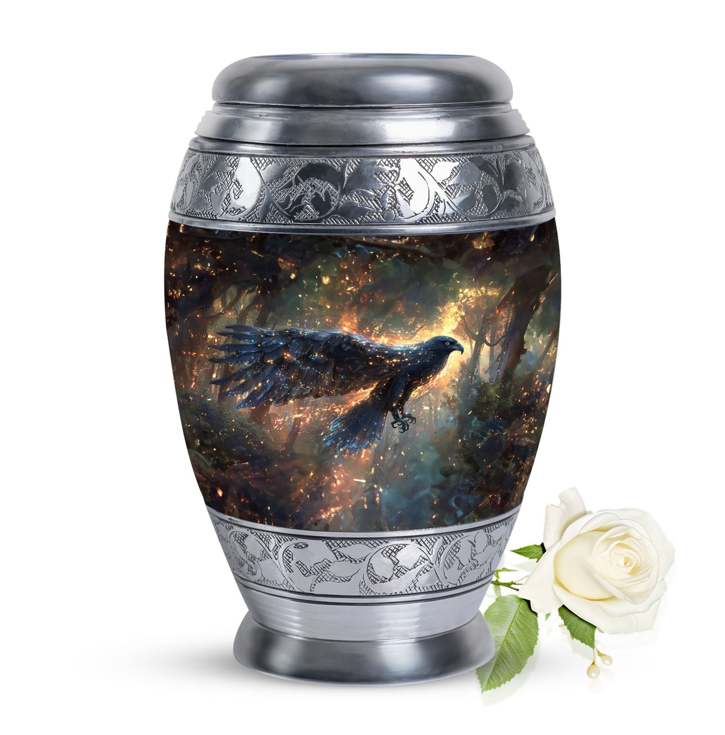 Black Personalized Eagle Cremation Urn for Adults - 10-inch, 200 cu in - Yatskia