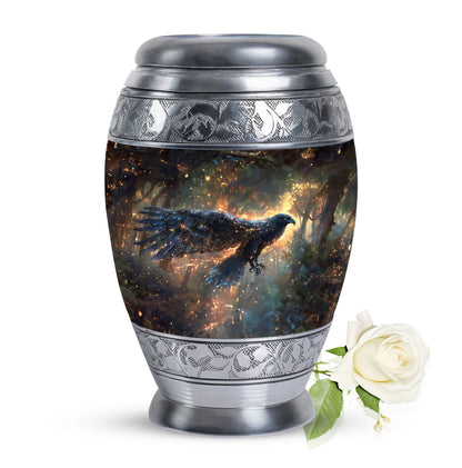Black Personalized Eagle Cremation Urn for Adults - 10-inch, 200 cu in - Yatskia
