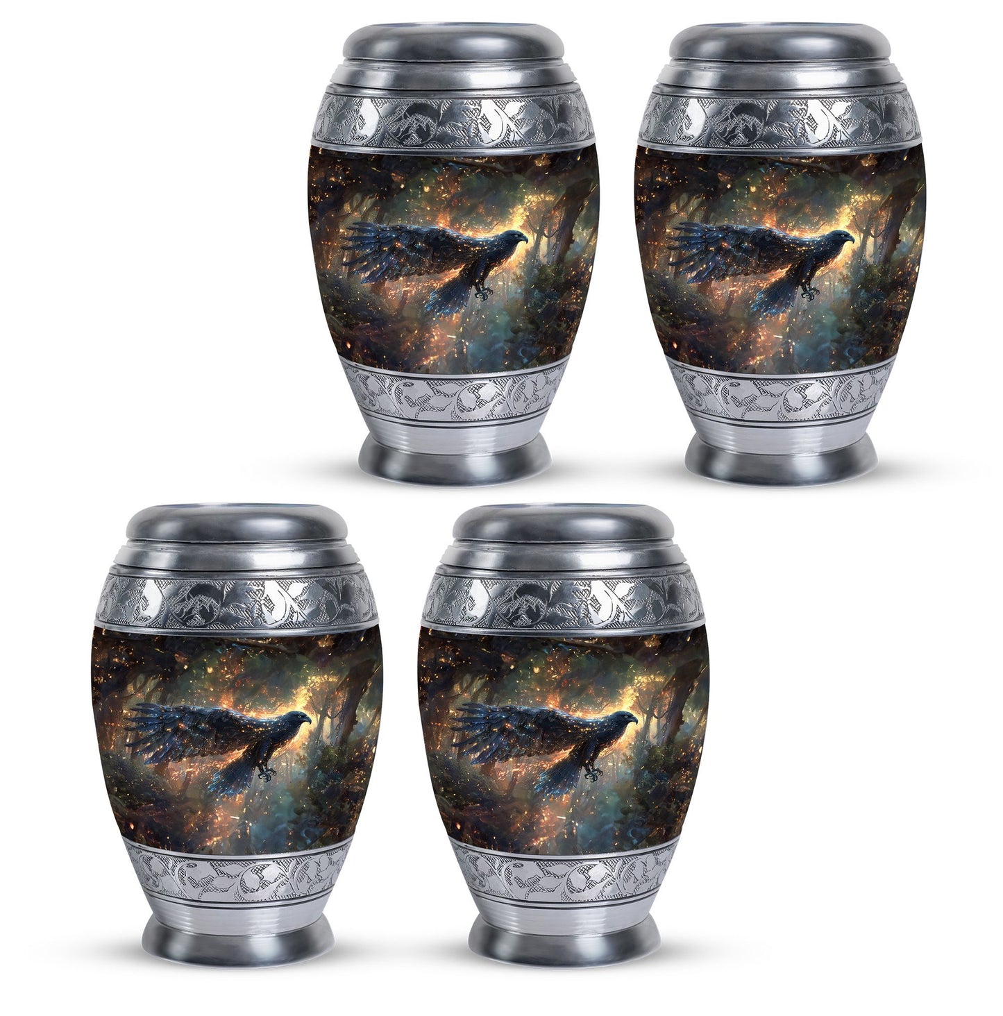 Black Personalized Eagle Cremation Urn for Adults - 10-inch, 200 cu in - Yatskia