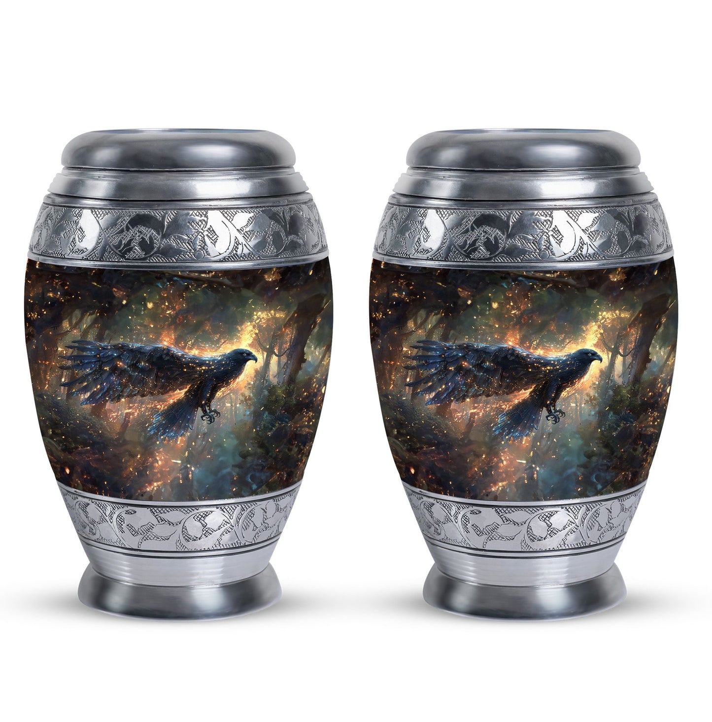 Black Personalized Eagle Cremation Urn for Adults - 10-inch, 200 cu in - Yatskia