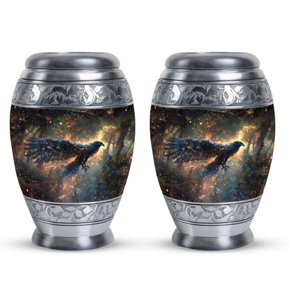 Black Personalized Eagle Cremation Urn for Adults - 10-inch, 200 cu in - Yatskia