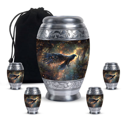 Black Personalized Eagle Cremation Urn for Adults - 10-inch, 200 cu in - Yatskia