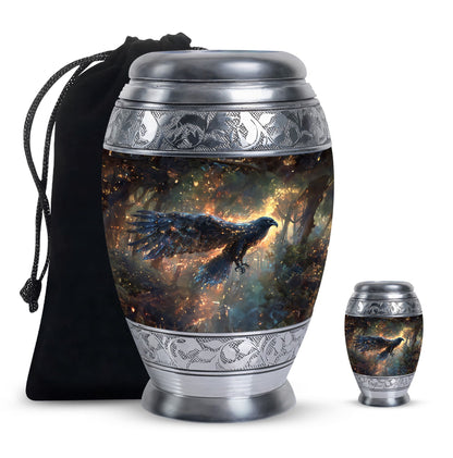 Black Personalized Eagle Cremation Urn for Adults - 10-inch, 200 cu in - Yatskia