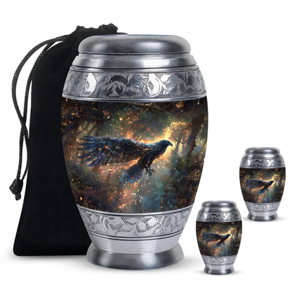 Black Personalized Eagle Cremation Urn for Adults - 10-inch, 200 cu in - Yatskia