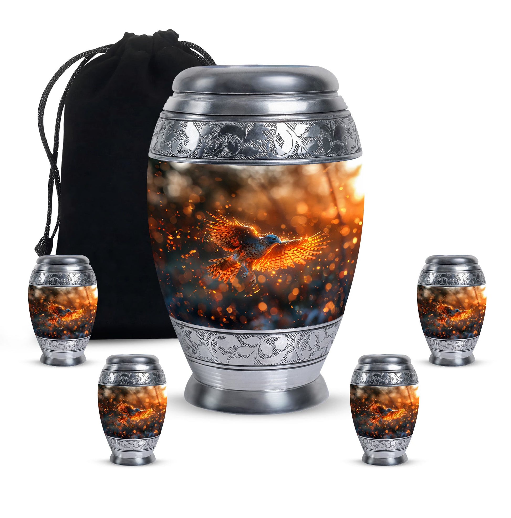 Elegant Phoenix Bird Cremation Urn - Unique Memorial Keepsake for Ashes