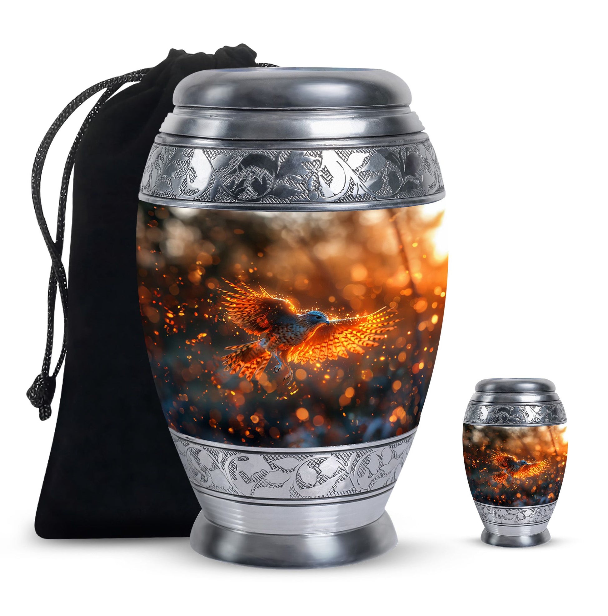 Elegant Phoenix Bird Cremation Urn - Unique Memorial Keepsake for Ashes