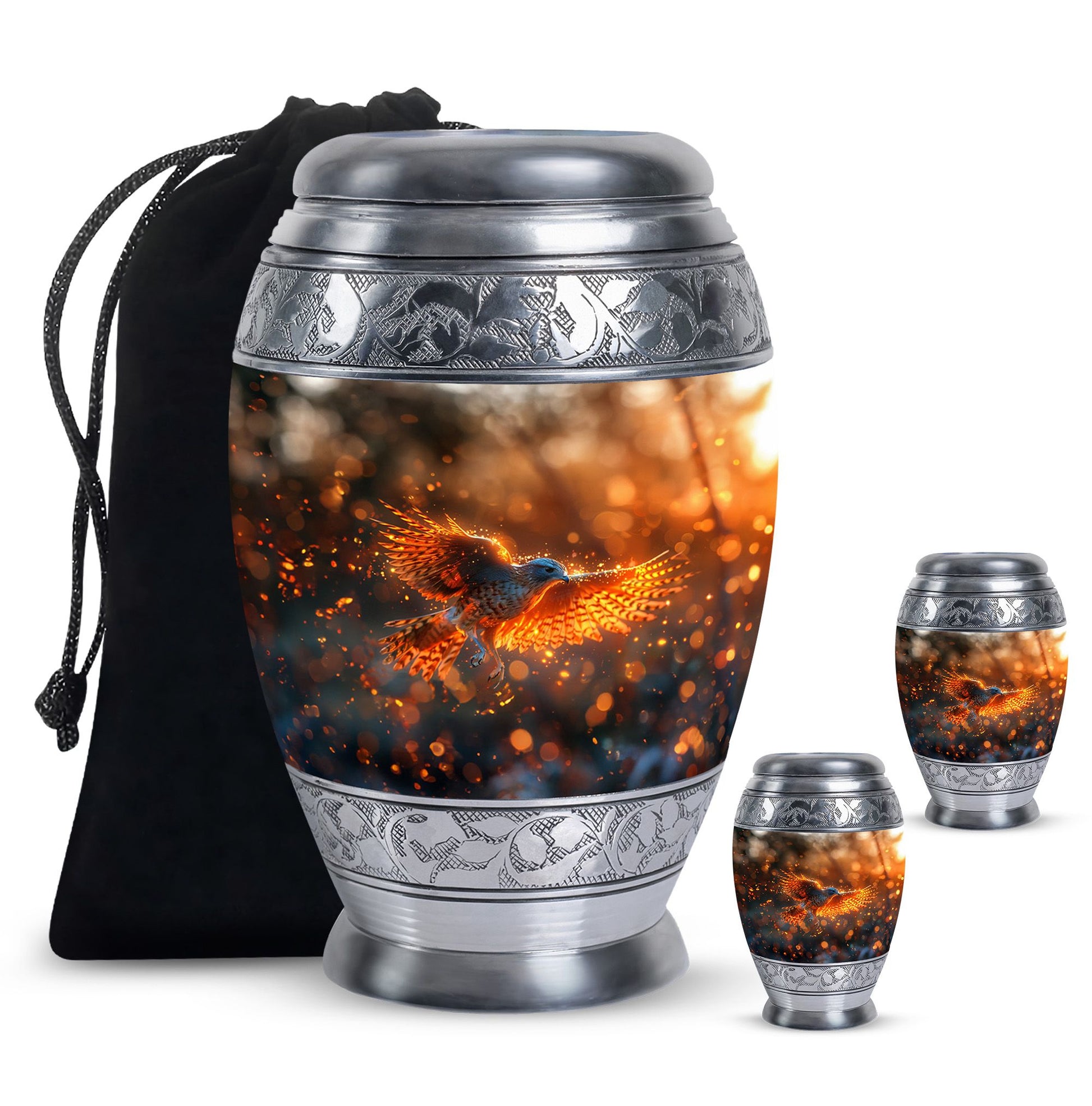 Elegant Phoenix Bird Cremation Urn - Unique Memorial Keepsake for Ashes