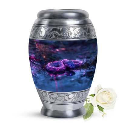 Purple Personalized Snake Cremation Urn for Adults - 10-inch, 200 cu in - Yatskia