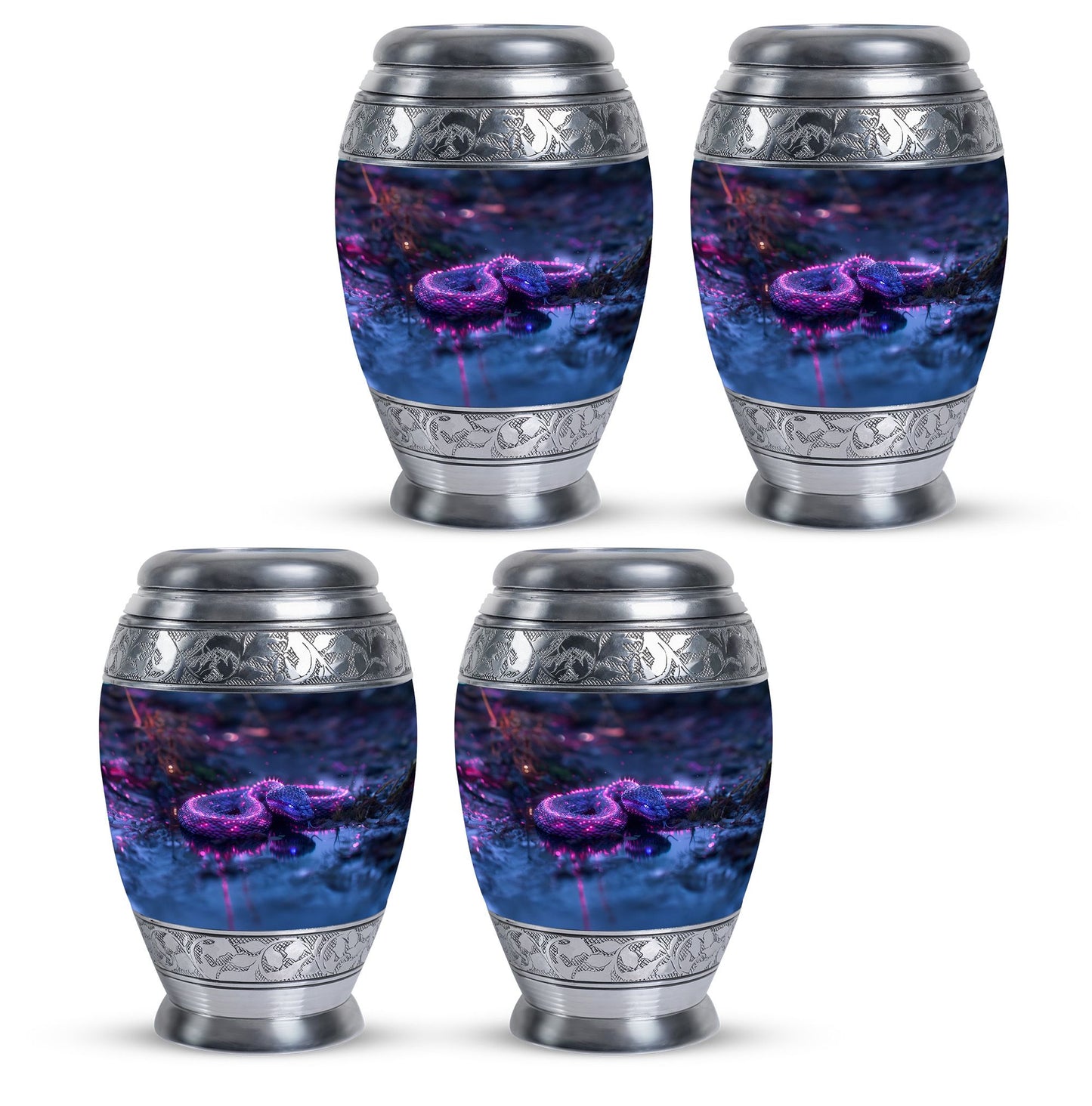 Purple Personalized Snake Cremation Urn for Adults - 10-inch, 200 cu in - Yatskia