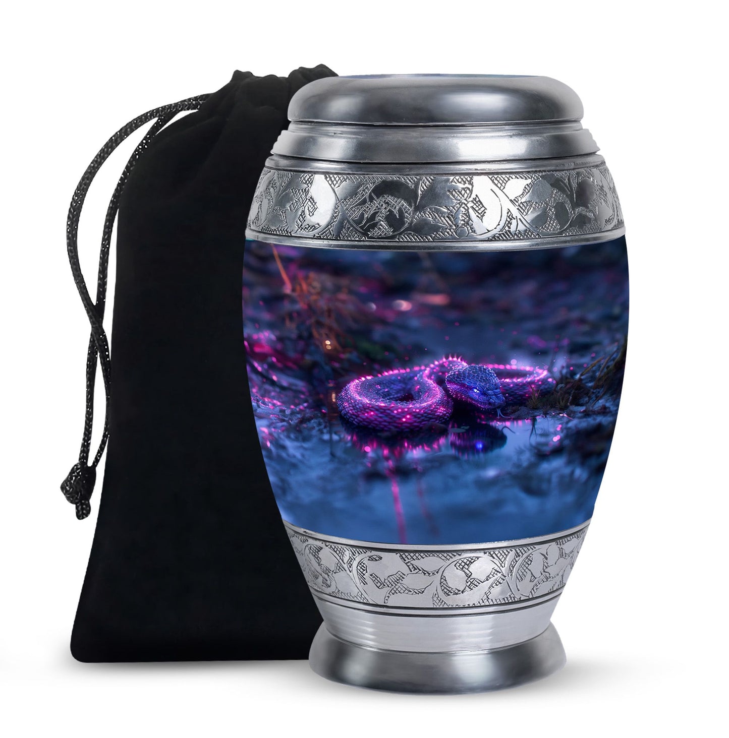 Purple Personalized Snake Cremation Urn for Adults - 10-inch, 200 cu in - Yatskia