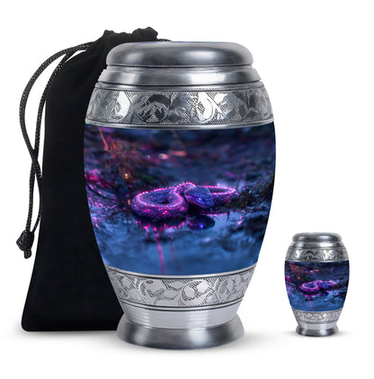 Purple Personalized Snake Cremation Urn for Adults - 10-inch, 200 cu in - Yatskia