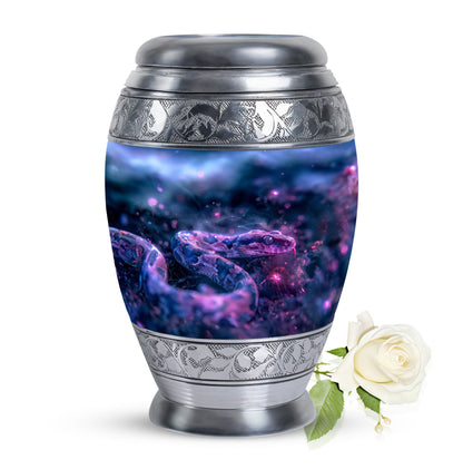 Blue Personalized Snake Cremation Urn for Human Ashes - 10-inch, 200 cu in - Yatskia