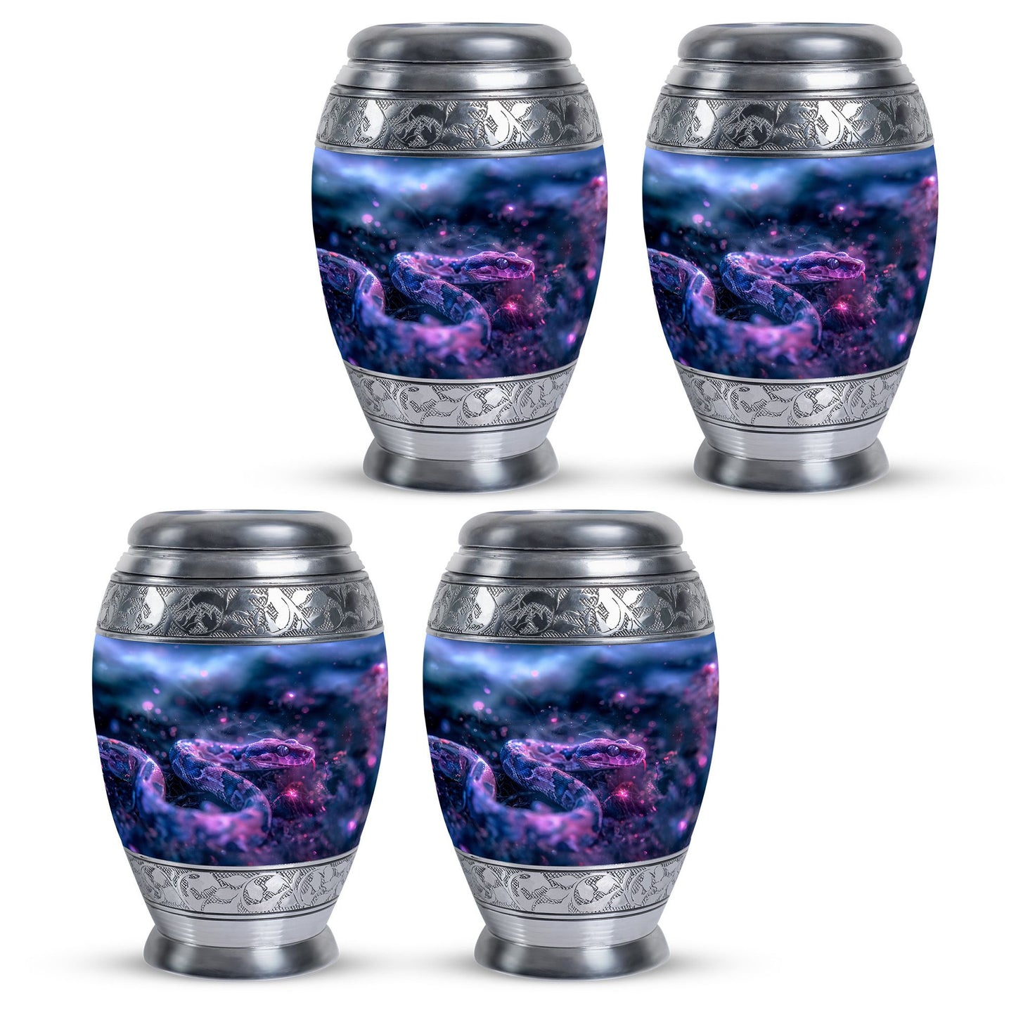 Blue Personalized Snake Cremation Urn for Human Ashes - 10-inch, 200 cu in - Yatskia