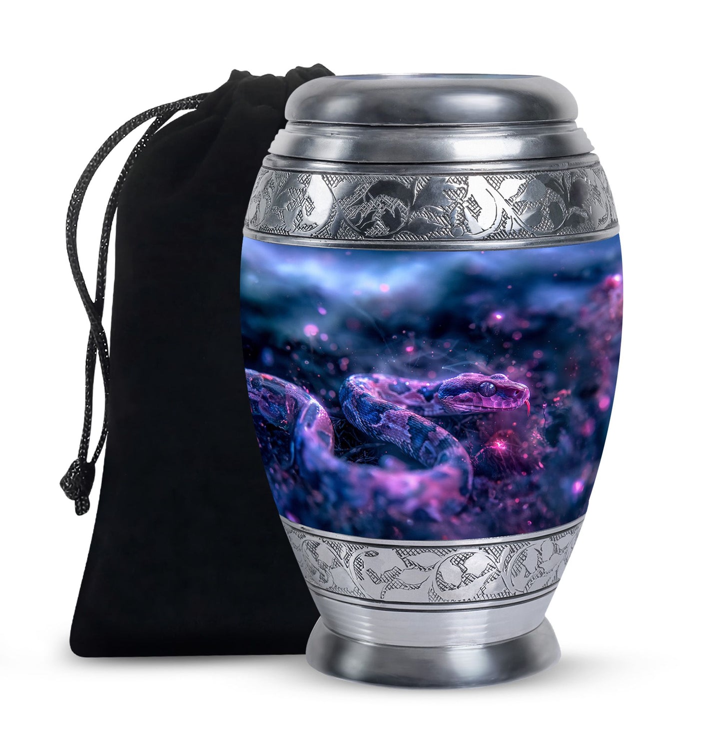Blue Personalized Snake Cremation Urn for Human Ashes - 10-inch, 200 cu in - Yatskia