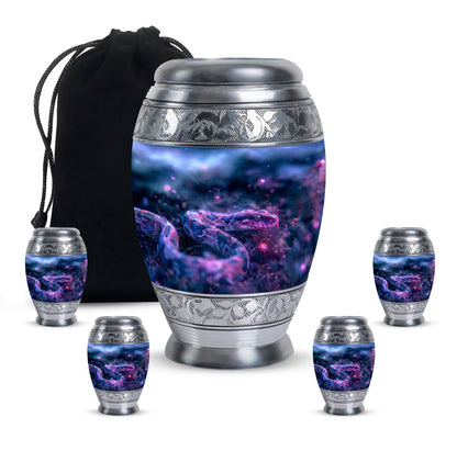 Blue Personalized Snake Cremation Urn for Human Ashes - 10-inch, 200 cu in - Yatskia