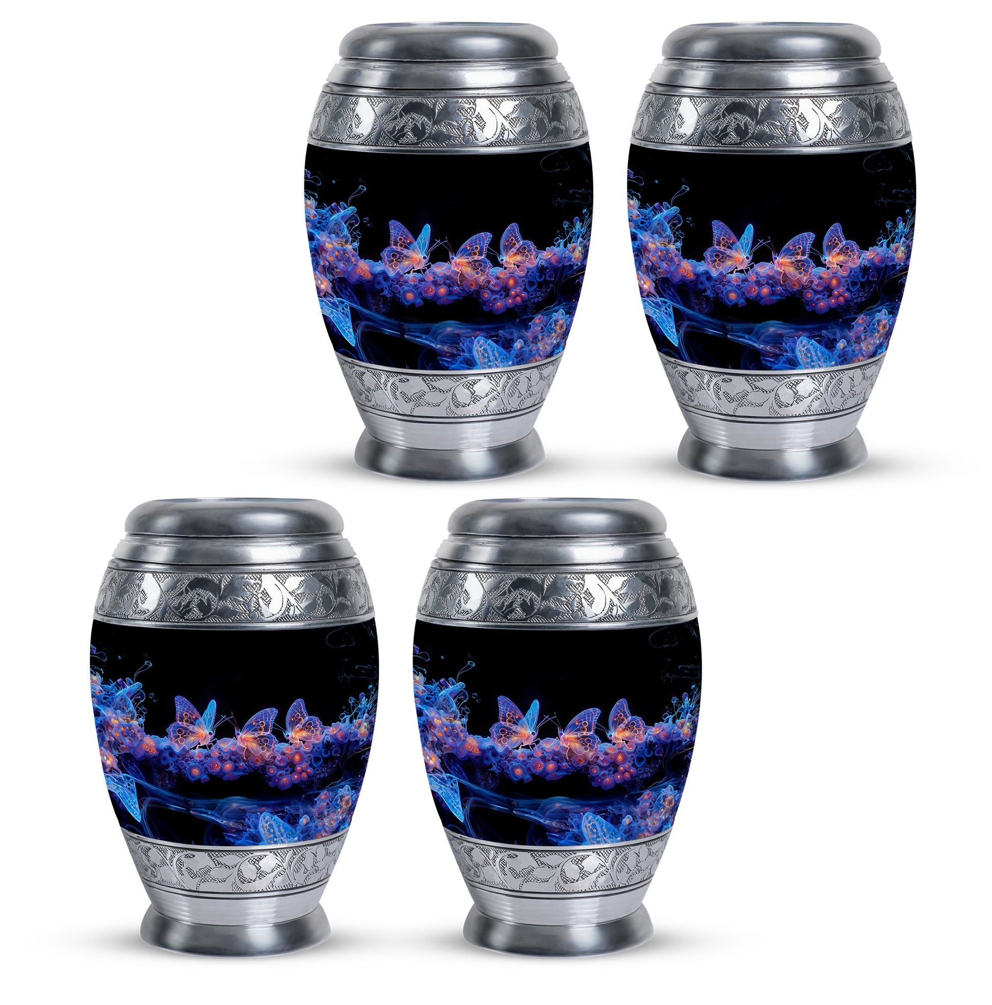 Neon Butterfly Nebula Black Urns - Butterfly Urns For Memorial