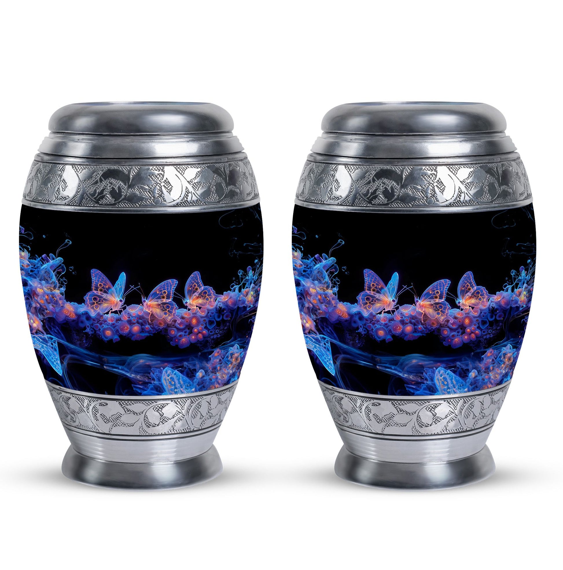 Neon Butterfly Nebula Black Urns - Butterfly Urns For Memorial