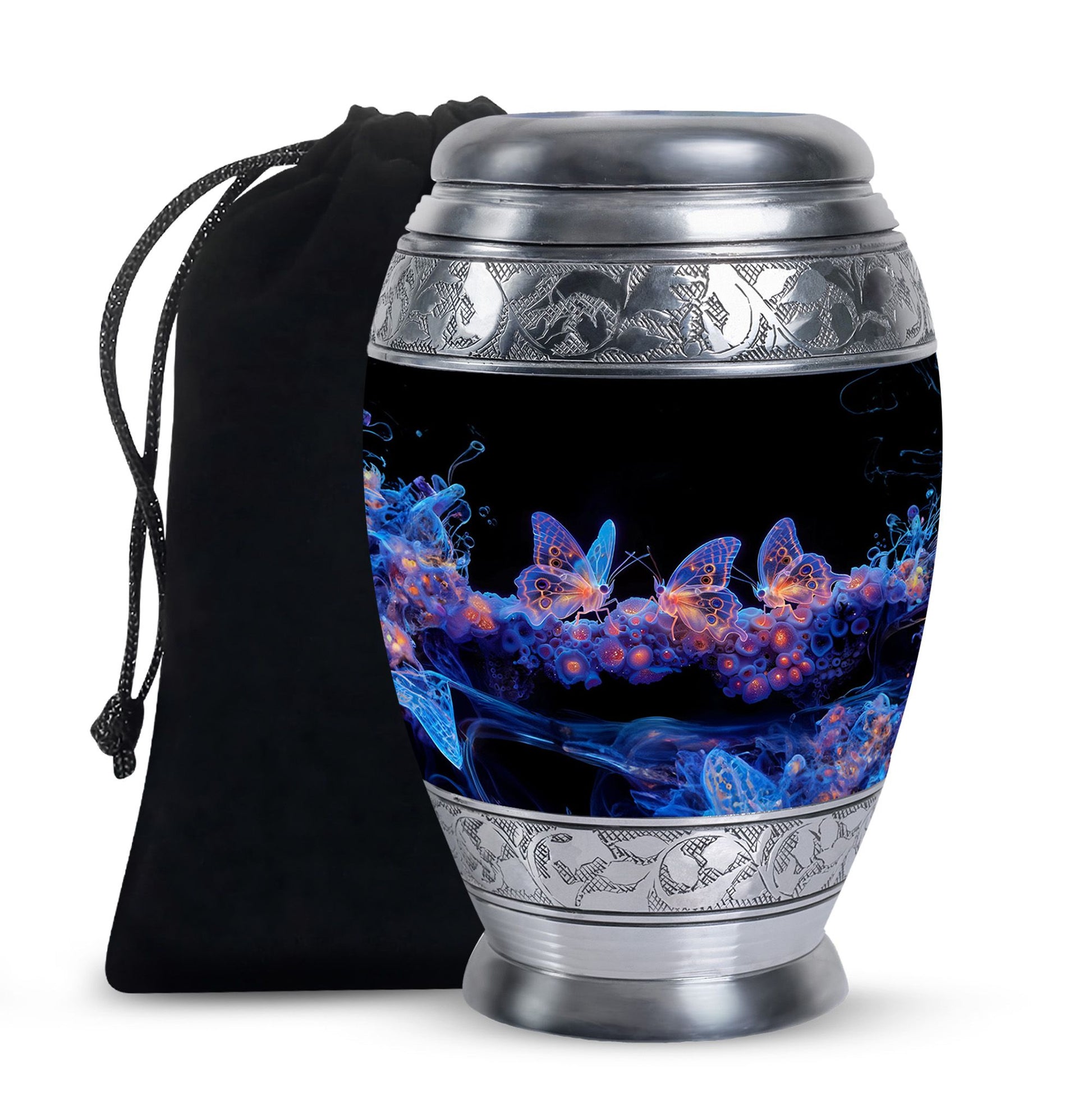 Neon Butterfly Nebula Black Urns - Butterfly Urns For Memorial