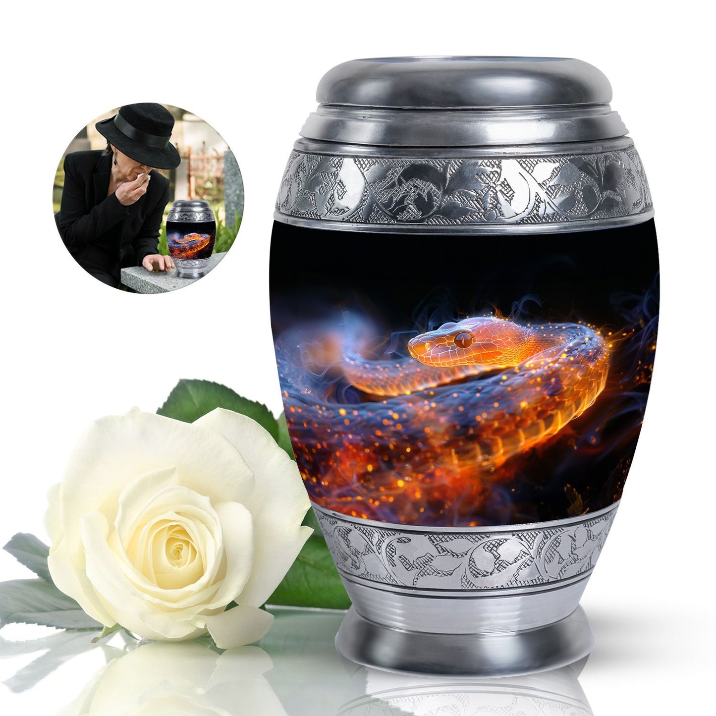 Personalized Snake Cremation Urn for Adult - 10-inch, 200 cu in - Yatskia