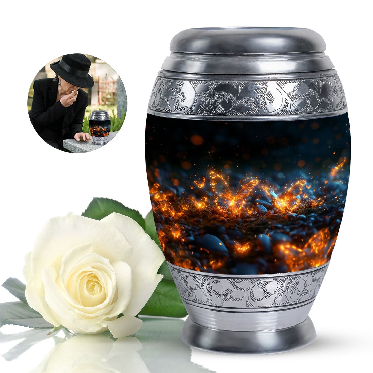 Personalized Butterfly Cremation Urn for Adult - 10-inch, 200 cu in - Yatskia