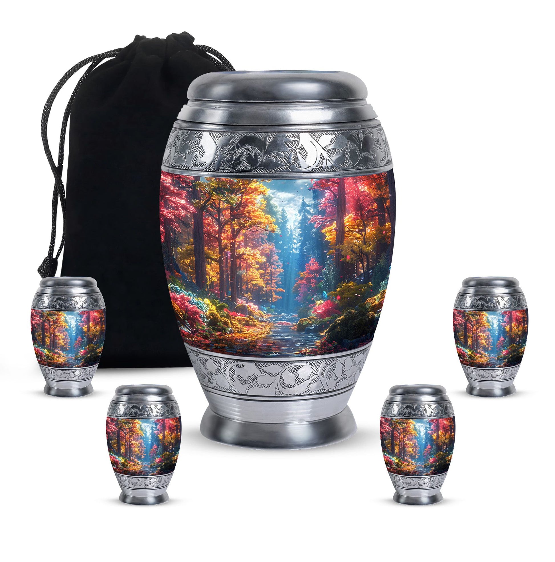 Beautiful Forest Cremation Urn - Large Decorative Urn For Human Ashes