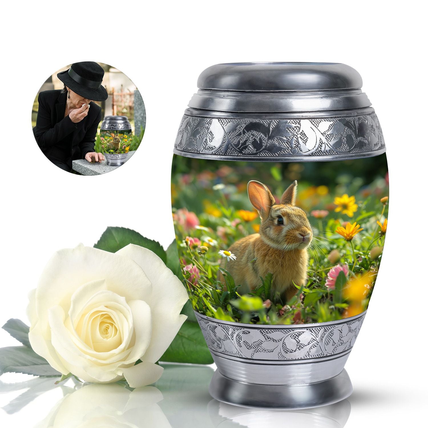 Bunny Rabbit Memorial Urn - Beautifully Designed Keepsake Urns For Pet