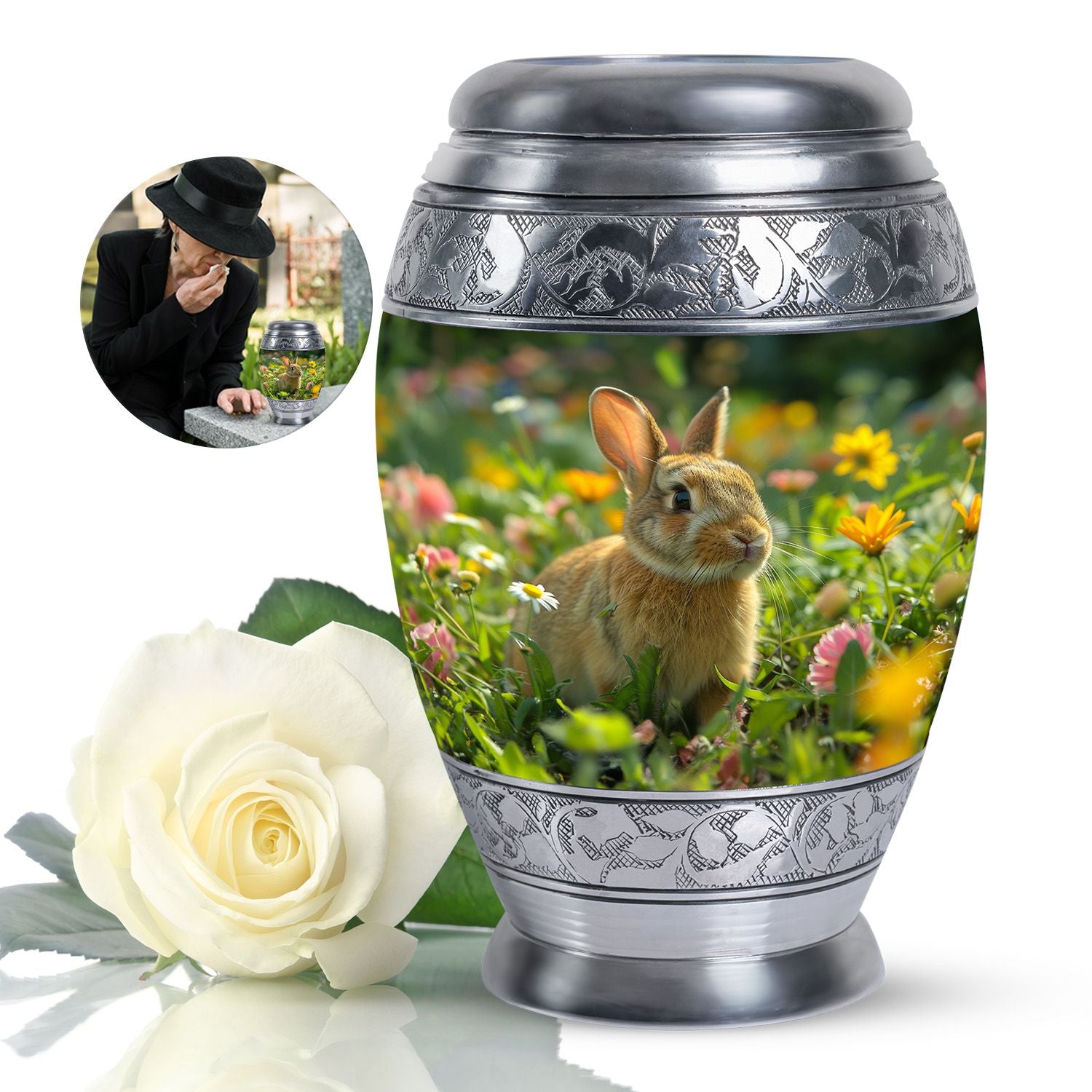 Bunny Rabbit Memorial Urn - Beautifully Designed Keepsake Urns For Pet