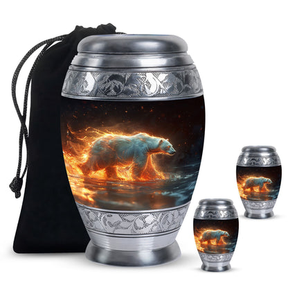 Personalized Bear Cremation Urn for Human Ashes - 10-inch, 200 cu in - Yatskia