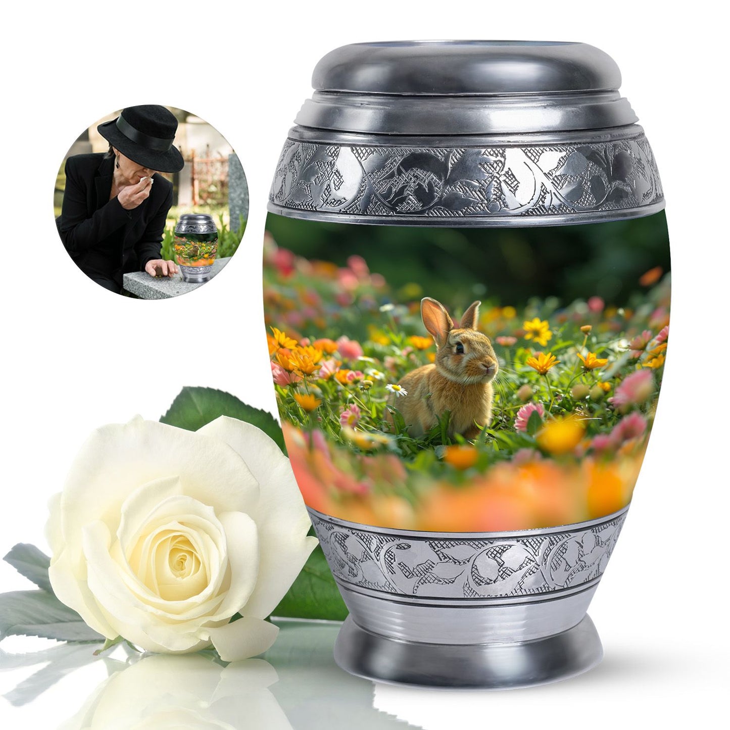 Personalized Rabbit Cremation Urn for Pet Ashes - 10-inch, 200 cu in - Yatskia