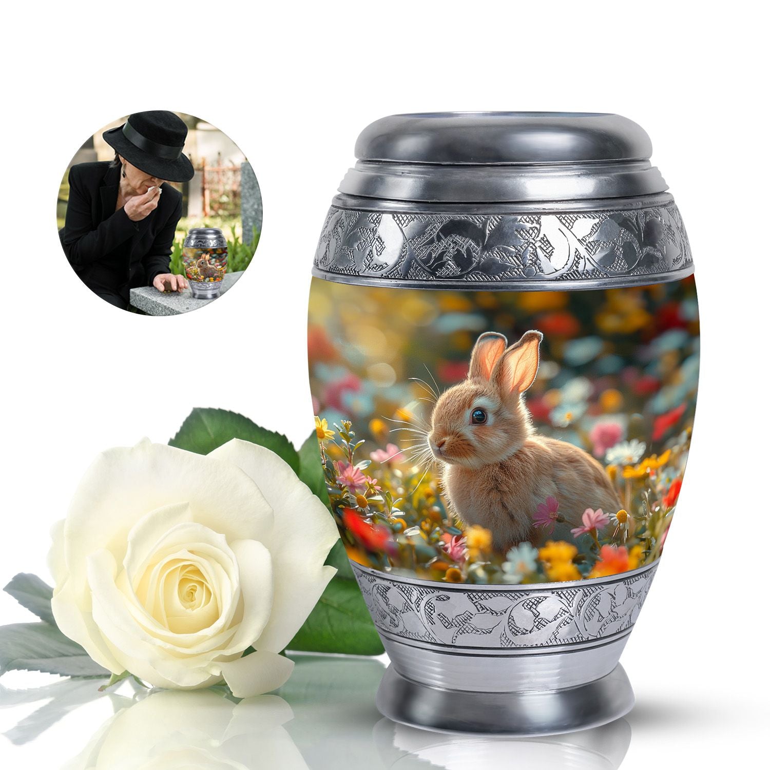 Bunny Engravable Urns For Human Ashes - Rabbit Large Cremation Urns