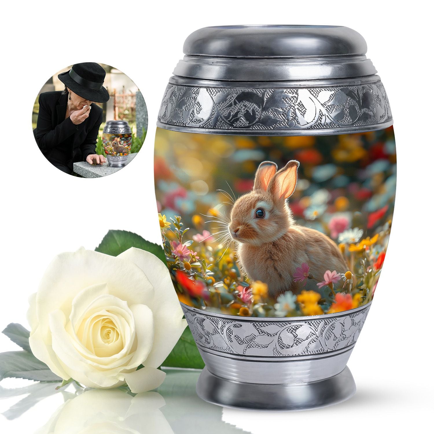 Bunny Engravable Urns For Human Ashes - Rabbit Large Cremation Urns