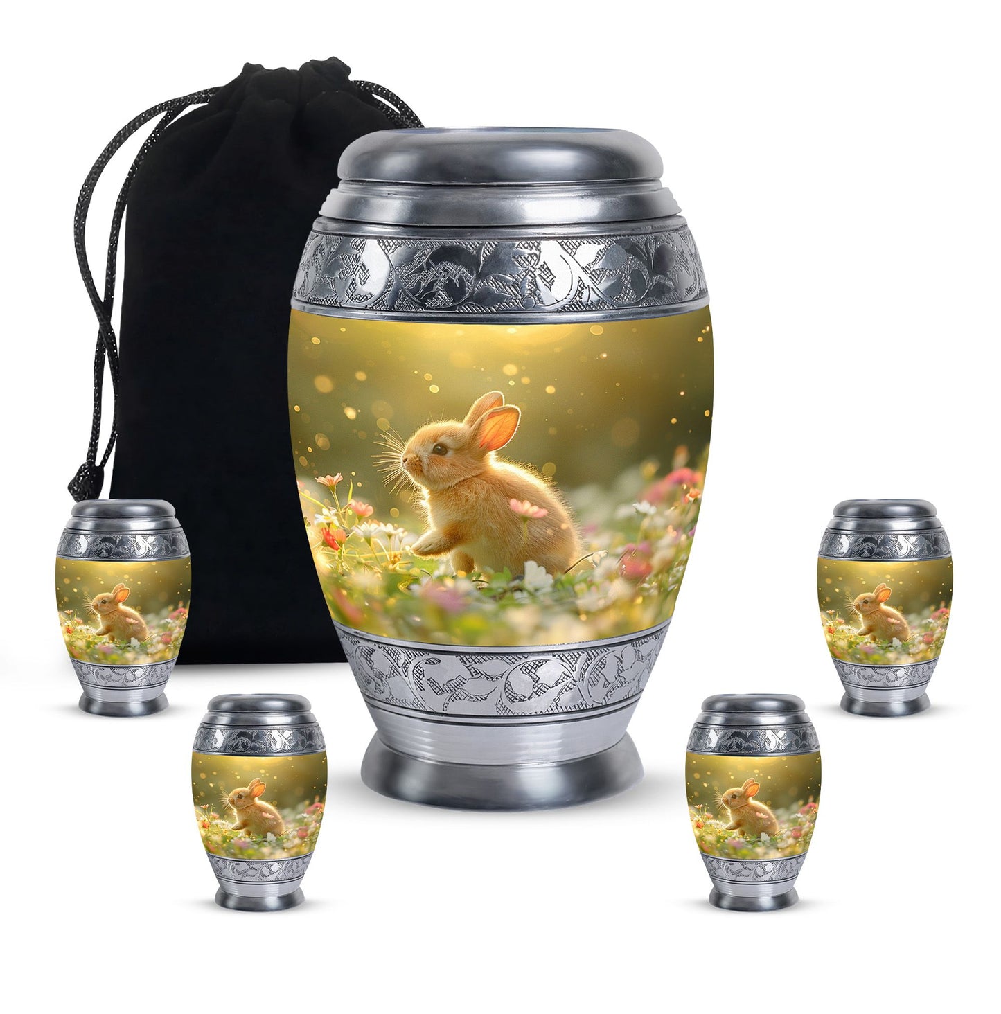 Personalized Rabbit Memorial Urn for Pet Ashes - 10-inch, 200 cu in - Yatskia