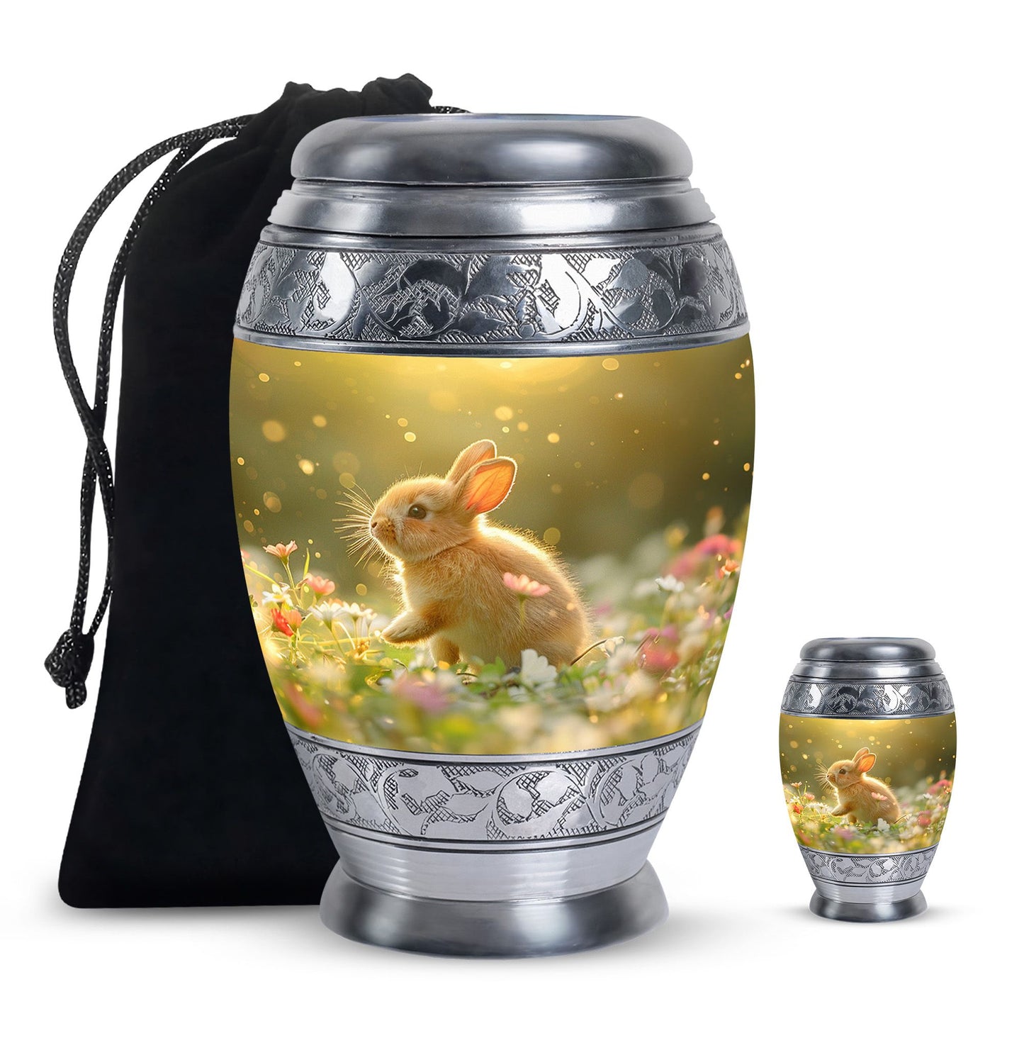 Personalized Rabbit Memorial Urn for Pet Ashes - 10-inch, 200 cu in - Yatskia