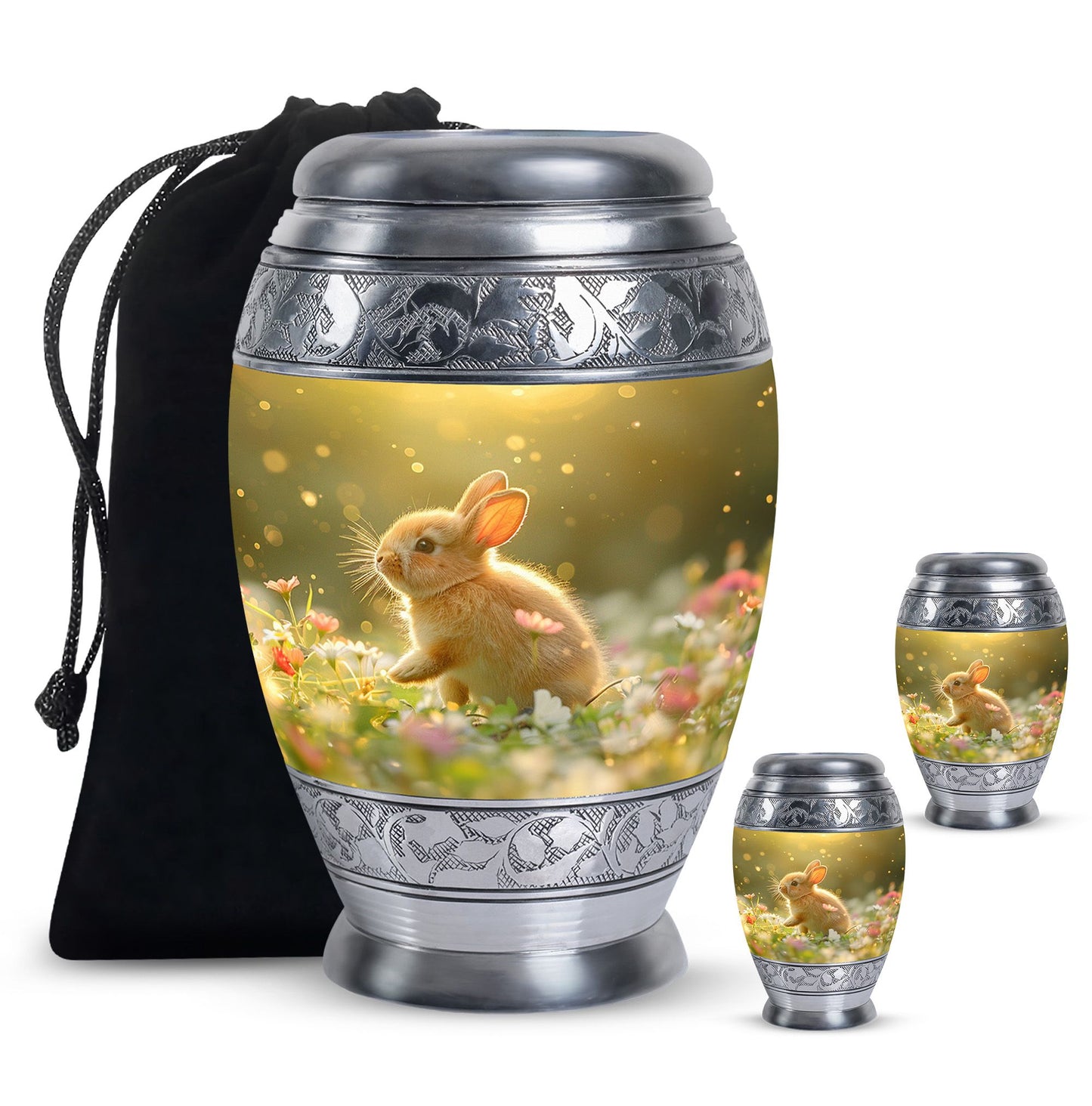 Personalized Rabbit Memorial Urn for Pet Ashes - 10-inch, 200 cu in - Yatskia