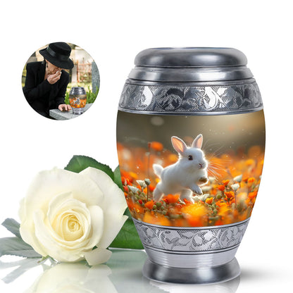 White Personalized Rabbit Cremation Urn for Pet Ashes - 10-inch, 200 cu in - Yatskia