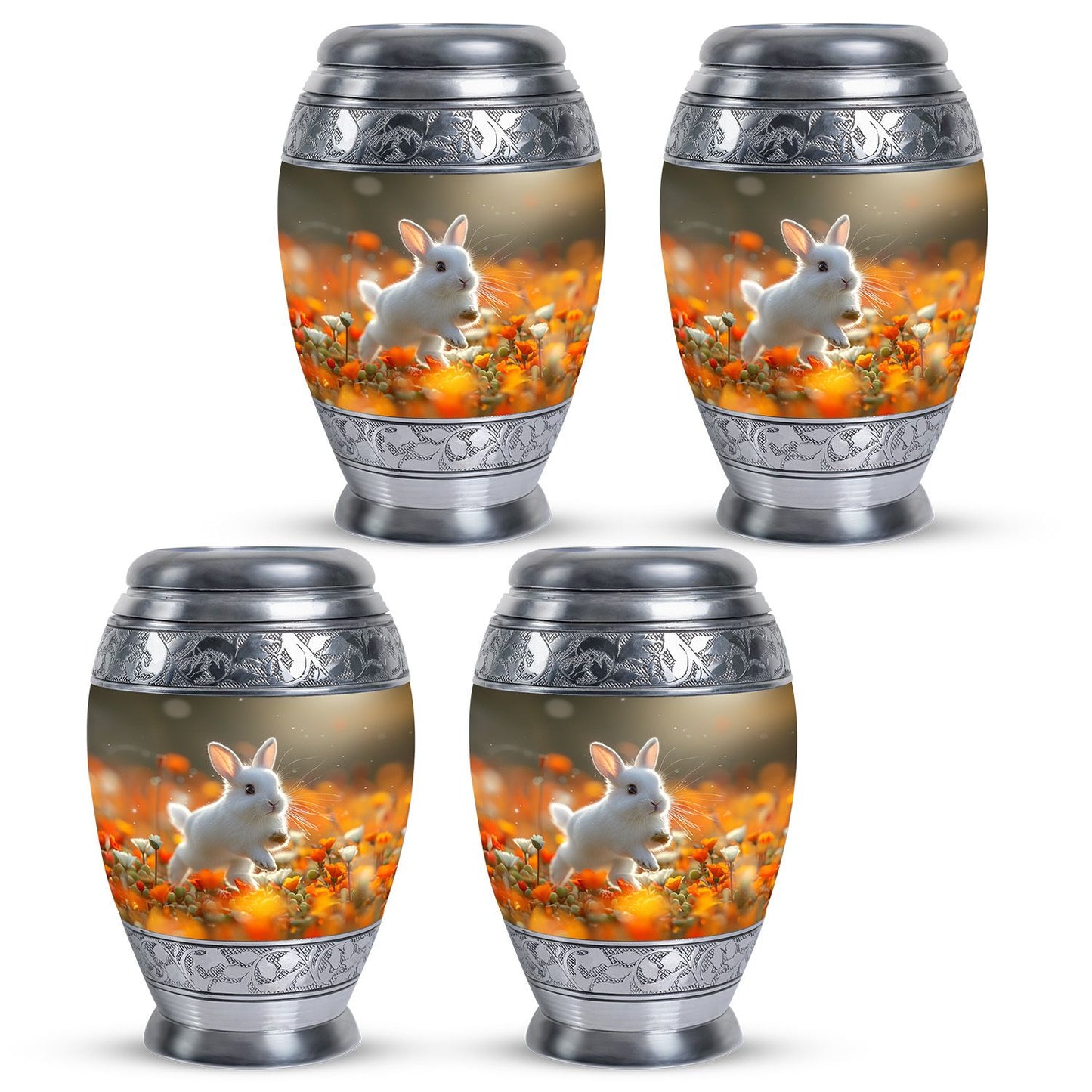 White Personalized Rabbit Cremation Urn for Pet Ashes - 10-inch, 200 cu in - Yatskia