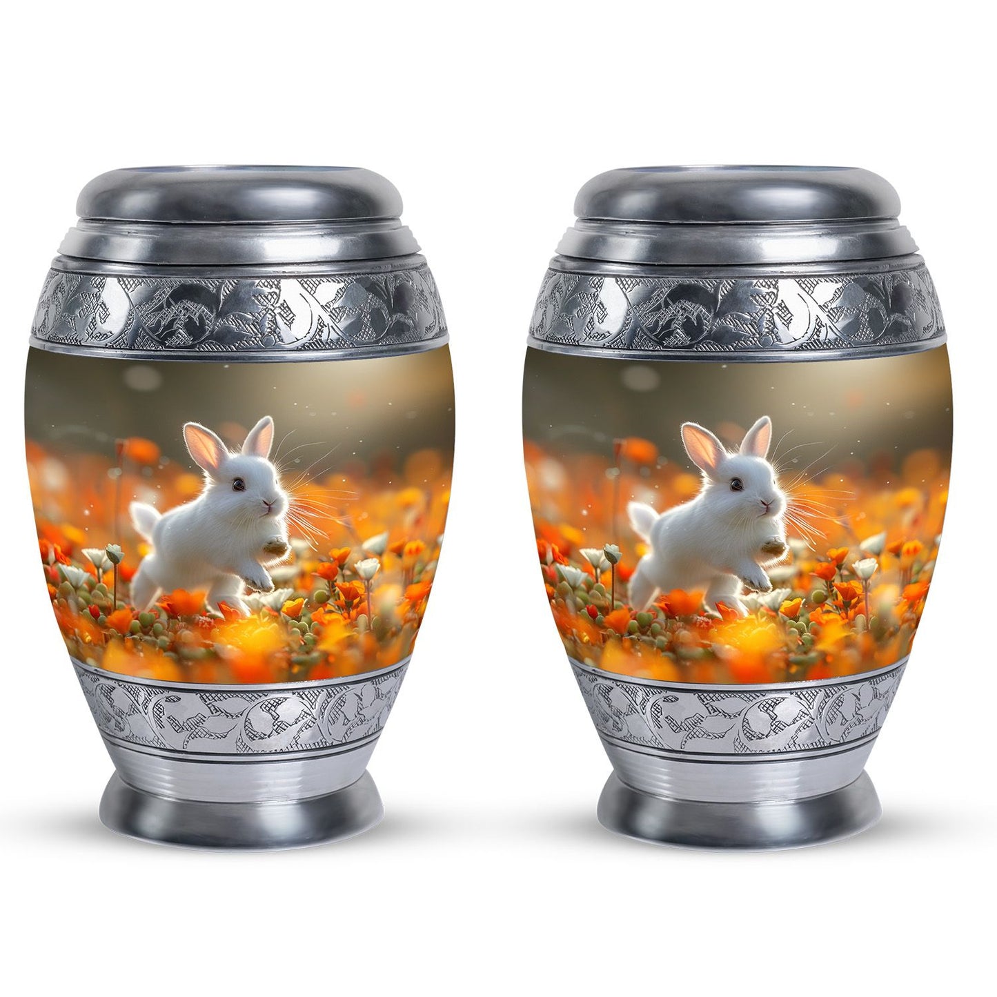 White Personalized Rabbit Cremation Urn for Pet Ashes - 10-inch, 200 cu in - Yatskia