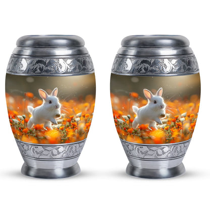 White Personalized Rabbit Cremation Urn for Pet Ashes - 10-inch, 200 cu in - Yatskia