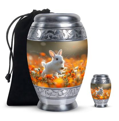 White Personalized Rabbit Cremation Urn for Pet Ashes - 10-inch, 200 cu in - Yatskia