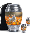 White Bunny Memorial Urn - Rabbit Funeral Large Cremation Urns For Women