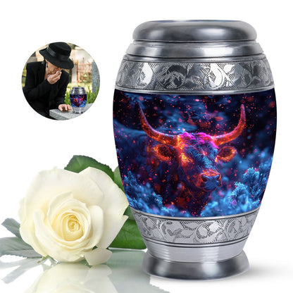 Personalized Bull Cremation Urn for Men - 10-inch, 200 cu in - Yatskia