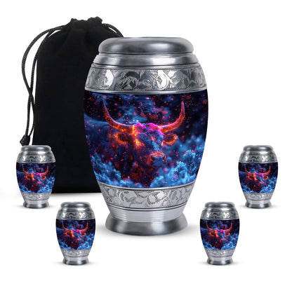 Personalized Bull Cremation Urn for Men - 10-inch, 200 cu in - Yatskia