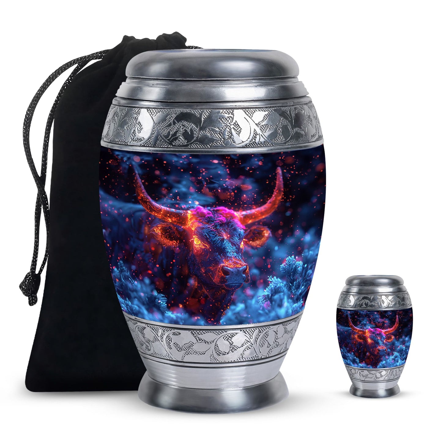 Personalized Bull Cremation Urn for Men - 10-inch, 200 cu in - Yatskia