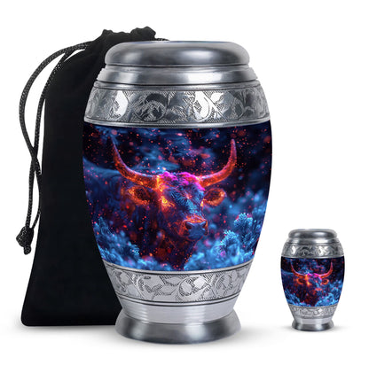 Personalized Bull Cremation Urn for Men - 10-inch, 200 cu in - Yatskia