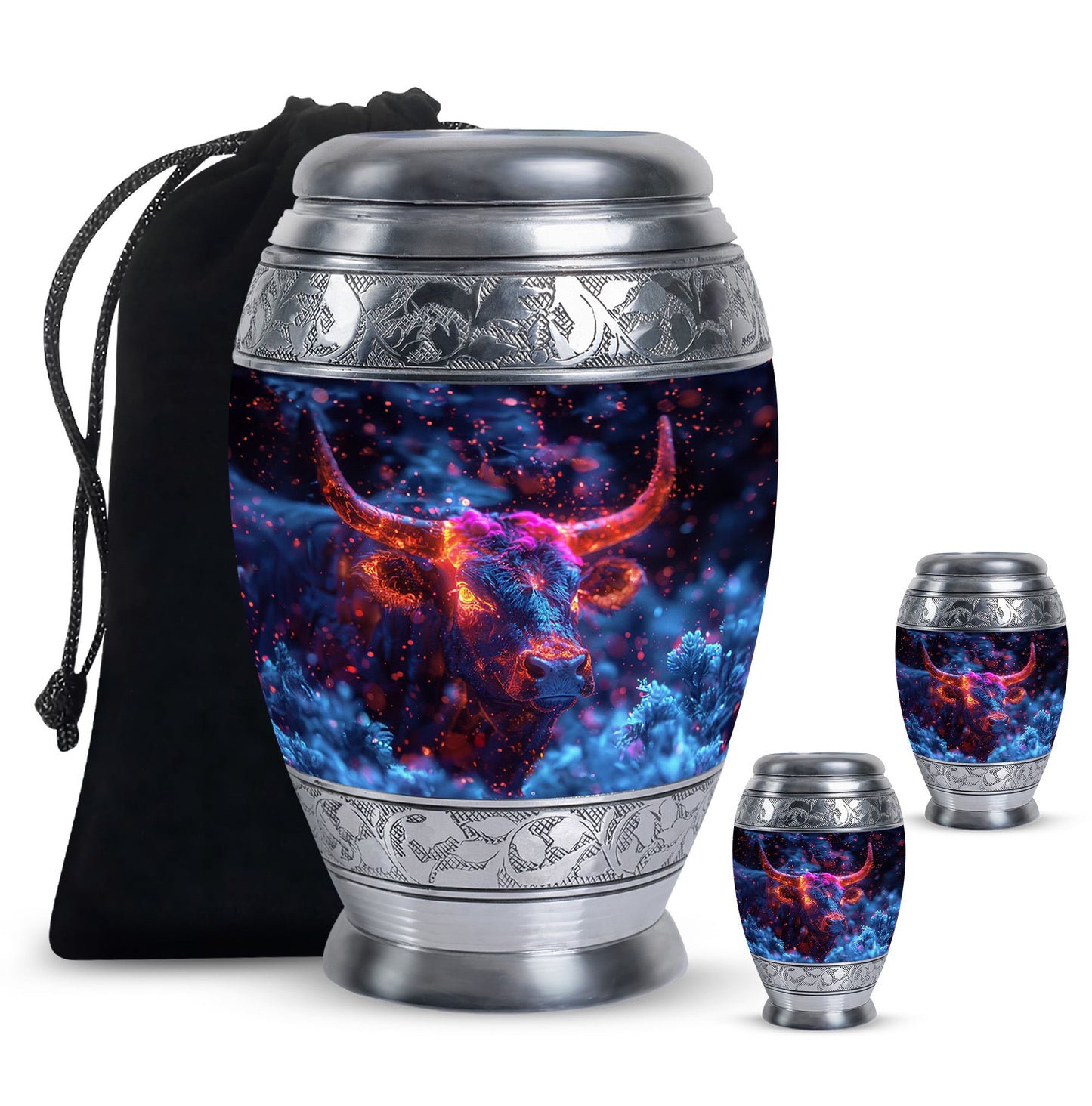 Personalized Bull Cremation Urn for Men - 10-inch, 200 cu in - Yatskia